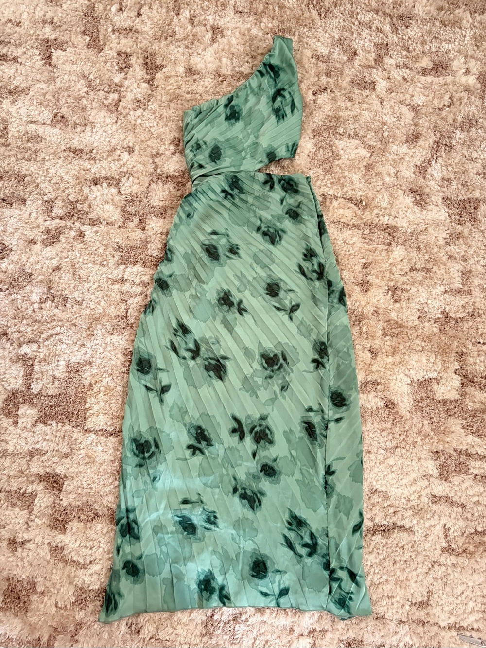 NWT Abercrombie & Fitch One-Shoulder Green Floral Dress Size XS